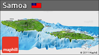 Satellite Panoramic Map of Samoa, physical outside