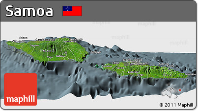Satellite Panoramic Map of Samoa, semi-desaturated
