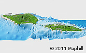 Satellite Panoramic Map of Samoa, shaded relief outside