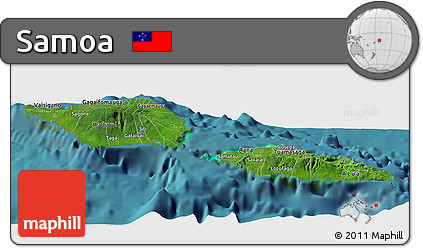 Satellite Panoramic Map of Samoa, single color outside