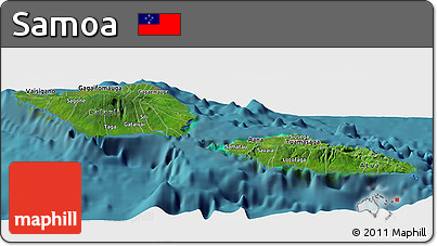 Satellite Panoramic Map of Samoa, single color outside