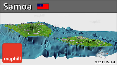 Satellite Panoramic Map of Samoa, single color outside
