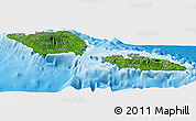 Satellite Panoramic Map of Samoa, single color outside, shaded relief sea