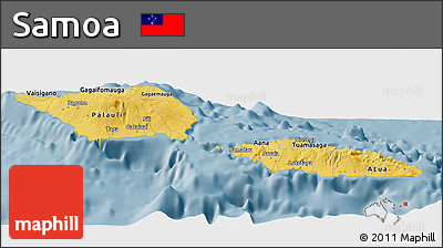Savanna Style Panoramic Map of Samoa, single color outside
