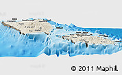 Shaded Relief Panoramic Map of Samoa, darken, land only