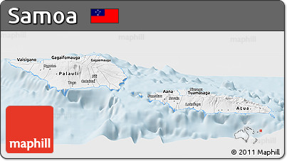 Silver Style Panoramic Map of Samoa, single color outside