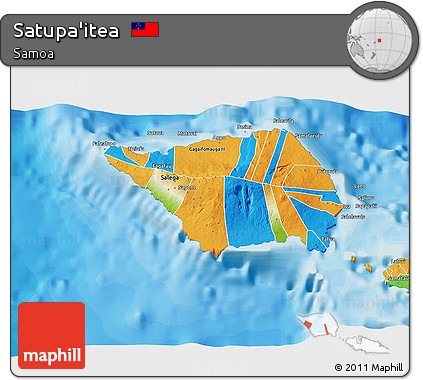 Physical 3D Map of Satupa'itea, political outside