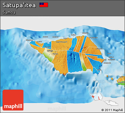 Physical 3D Map of Satupa'itea, political outside