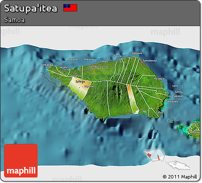 Physical 3D Map of Satupa'itea, satellite outside