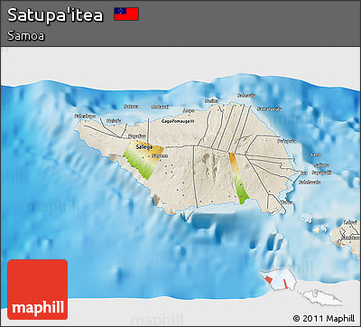 Physical 3D Map of Satupa'itea, shaded relief outside