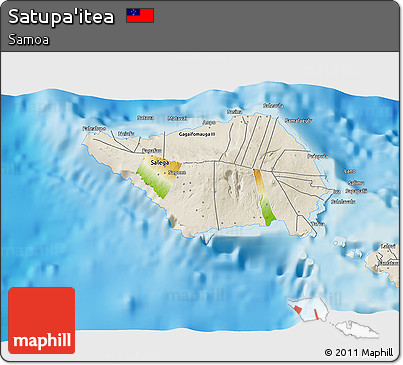 Physical 3D Map of Satupa'itea, shaded relief outside