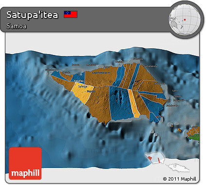 Political 3D Map of Satupa'itea, darken