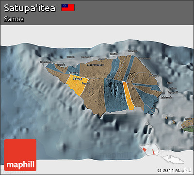 Political 3D Map of Satupa'itea, darken, semi-desaturated