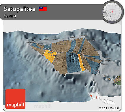 Political 3D Map of Satupa'itea, darken, semi-desaturated