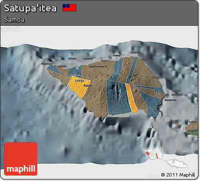 Political 3D Map of Satupa'itea, darken, semi-desaturated