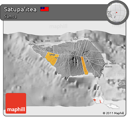 Political 3D Map of Satupa'itea, desaturated