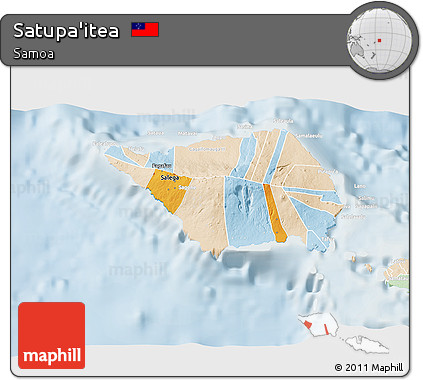 Political 3D Map of Satupa'itea, lighten