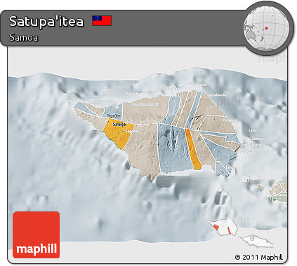 Political 3D Map of Satupa'itea, lighten, semi-desaturated