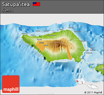 Political 3D Map of Satupa'itea, physical outside