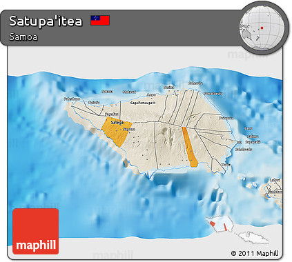 Political 3D Map of Satupa'itea, shaded relief outside