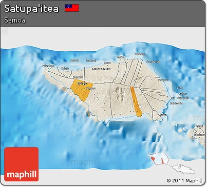 Political 3D Map of Satupa'itea, shaded relief outside