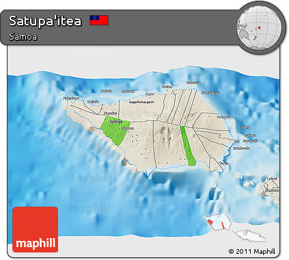 Political Shades 3D Map of Satupa'itea, shaded relief outside
