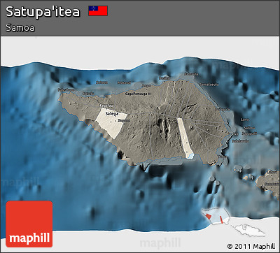 Shaded Relief 3D Map of Satupa'itea, darken