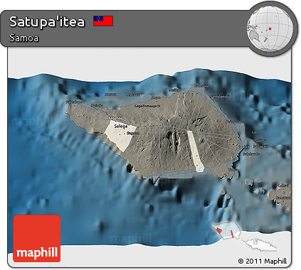 Shaded Relief 3D Map of Satupa'itea, darken