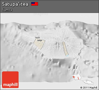 Shaded Relief 3D Map of Satupa'itea, lighten, desaturated