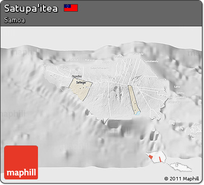 Shaded Relief 3D Map of Satupa'itea, lighten, desaturated