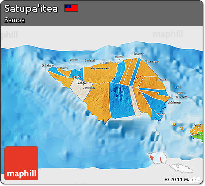 Shaded Relief 3D Map of Satupa'itea, political outside