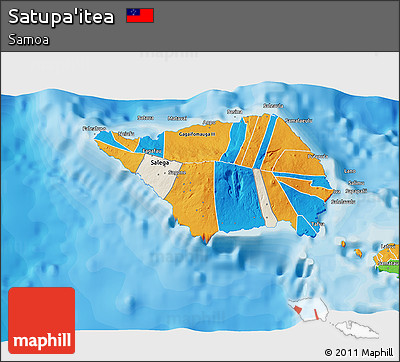 Shaded Relief 3D Map of Satupa'itea, political outside