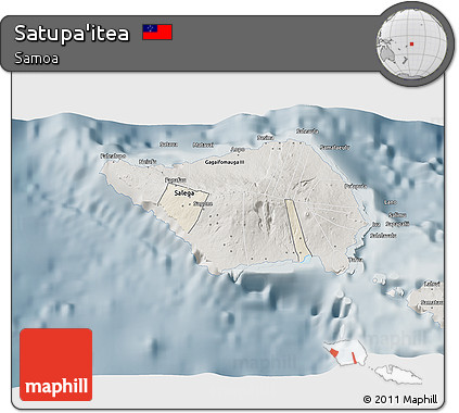 Shaded Relief 3D Map of Satupa'itea, semi-desaturated