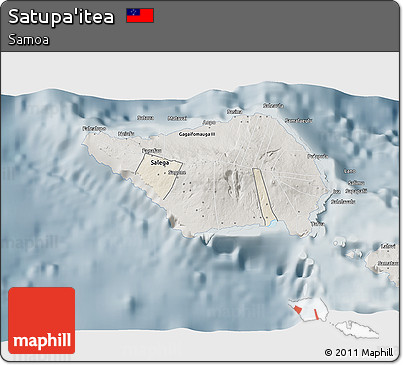 Shaded Relief 3D Map of Satupa'itea, semi-desaturated