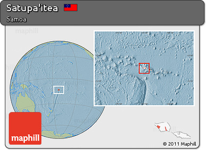 Savanna Style Location Map of Satupa'itea, highlighted country, hill shading