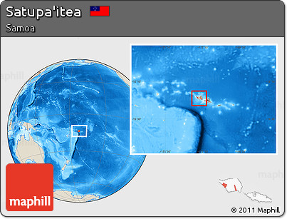 Shaded Relief Location Map of Satupa'itea, within the entire country