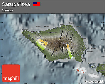 Physical Map of Satupa'itea, darken, semi-desaturated