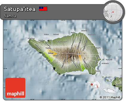 Physical Map of Satupa'itea, semi-desaturated