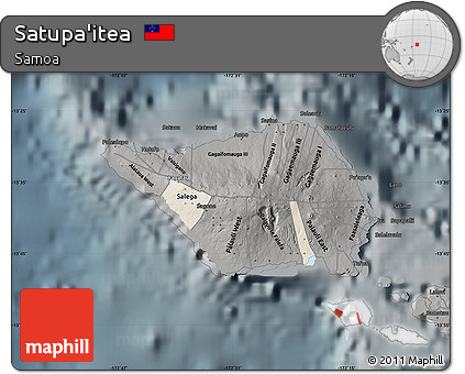Shaded Relief Map of Satupa'itea, darken, semi-desaturated