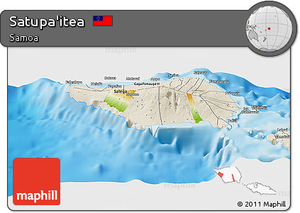 Physical Panoramic Map of Satupa'itea, shaded relief outside
