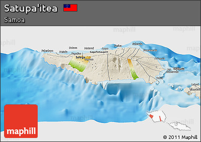Physical Panoramic Map of Satupa'itea, shaded relief outside