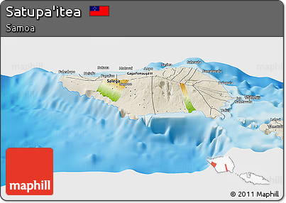 Physical Panoramic Map of Satupa'itea, shaded relief outside