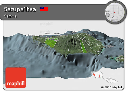 Satellite Panoramic Map of Satupa'itea, semi-desaturated