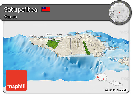 Satellite Panoramic Map of Satupa'itea, shaded relief outside