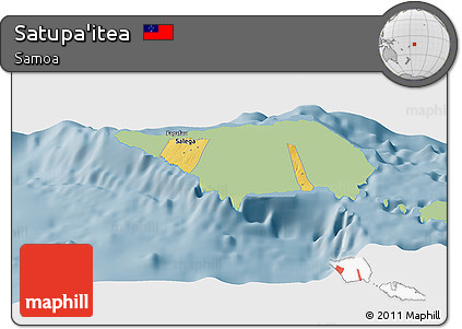 Savanna Style Panoramic Map of Satupa'itea, single color outside