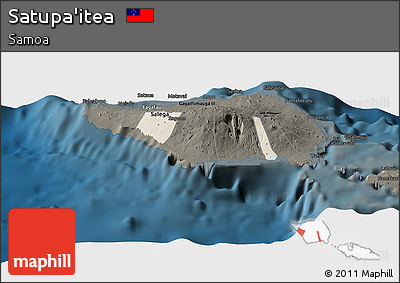 Shaded Relief Panoramic Map of Satupa'itea, darken