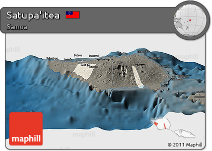 Shaded Relief Panoramic Map of Satupa'itea, darken