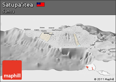 Shaded Relief Panoramic Map of Satupa'itea, desaturated
