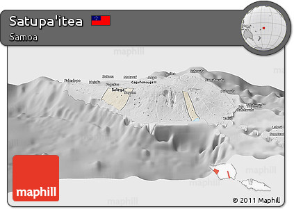 Shaded Relief Panoramic Map of Satupa'itea, desaturated