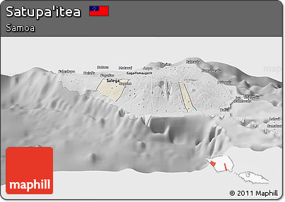Shaded Relief Panoramic Map of Satupa'itea, desaturated